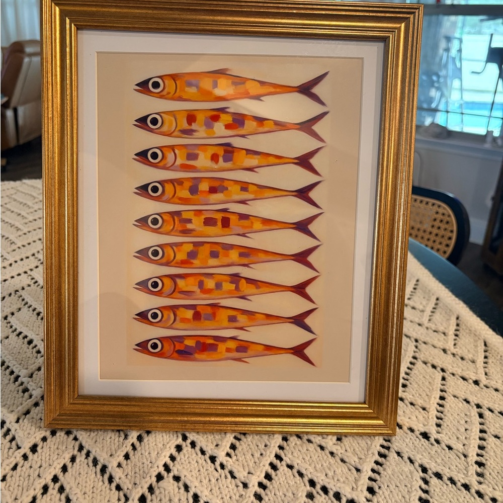Gold Framed Sardine 8x10 Kitchen Wall Art